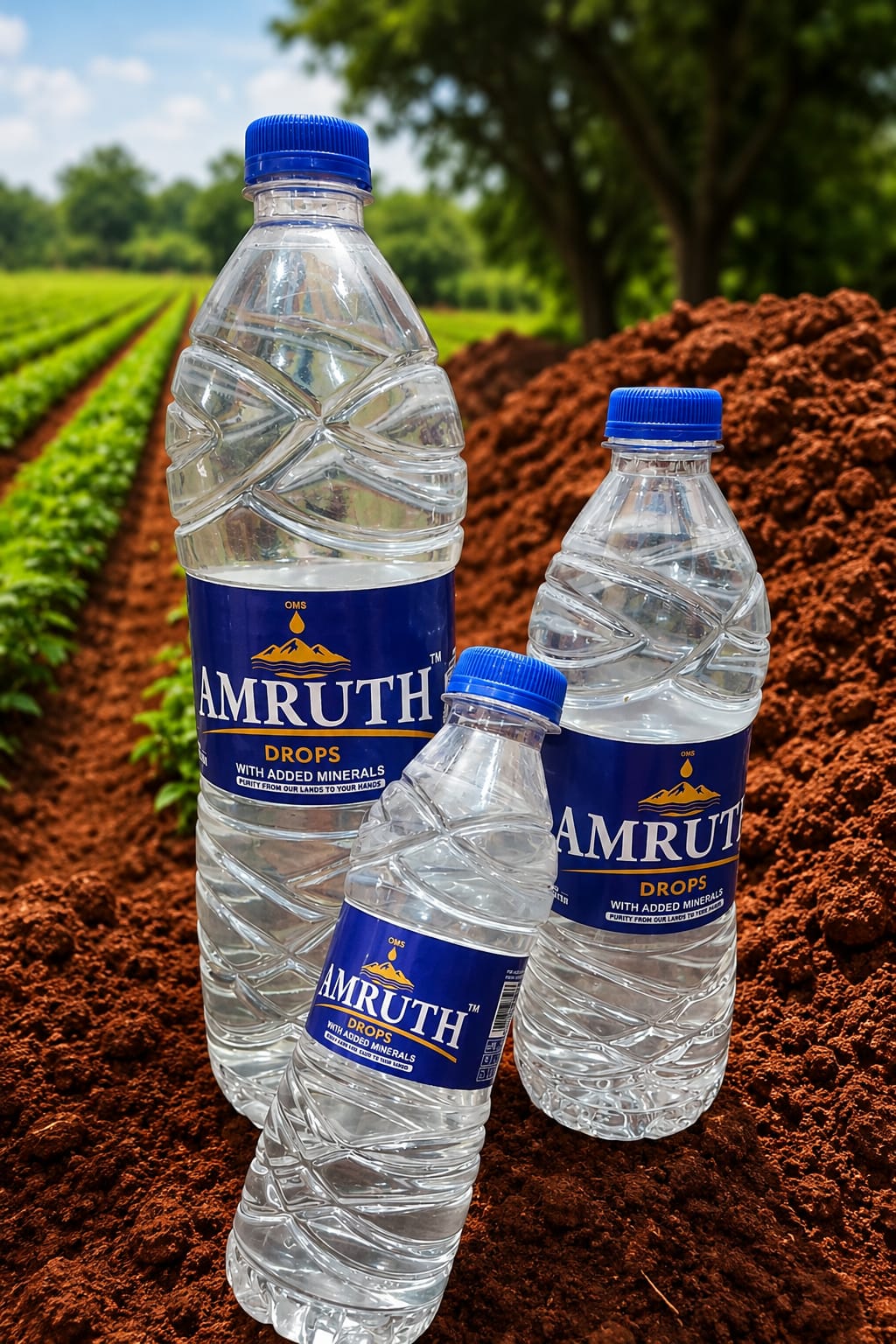 AMRUTH DROPS bottles in the field