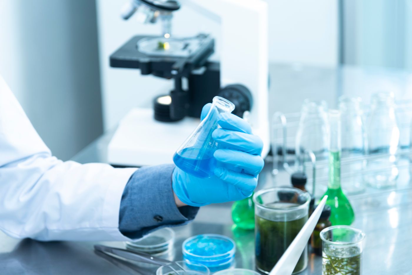 Quality control laboratory with water samples