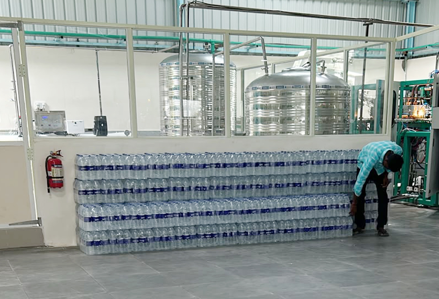 Clean manufacturing hall at the bottling facility